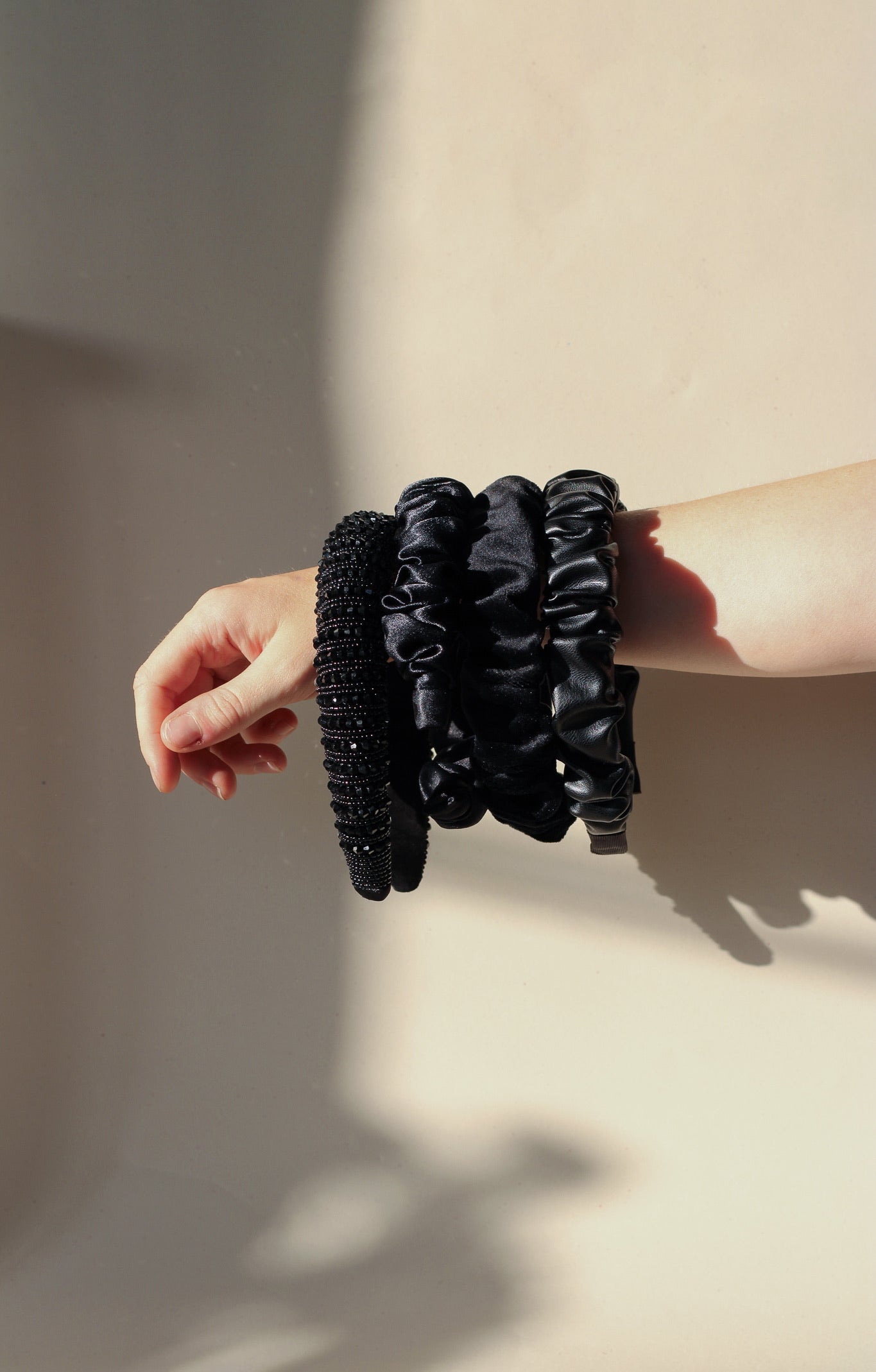 Alice Black Ruched Silky Headband