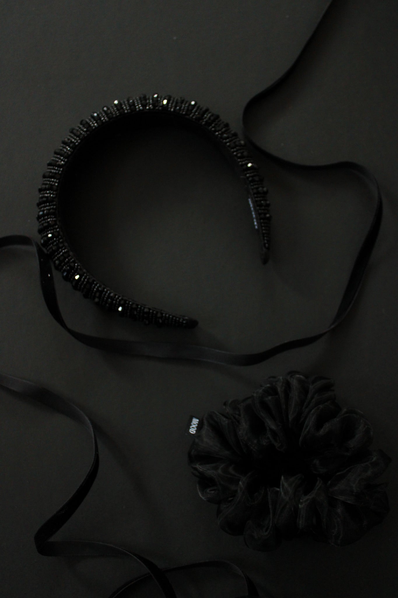 Black Sparkly Beaded Headband for Partys