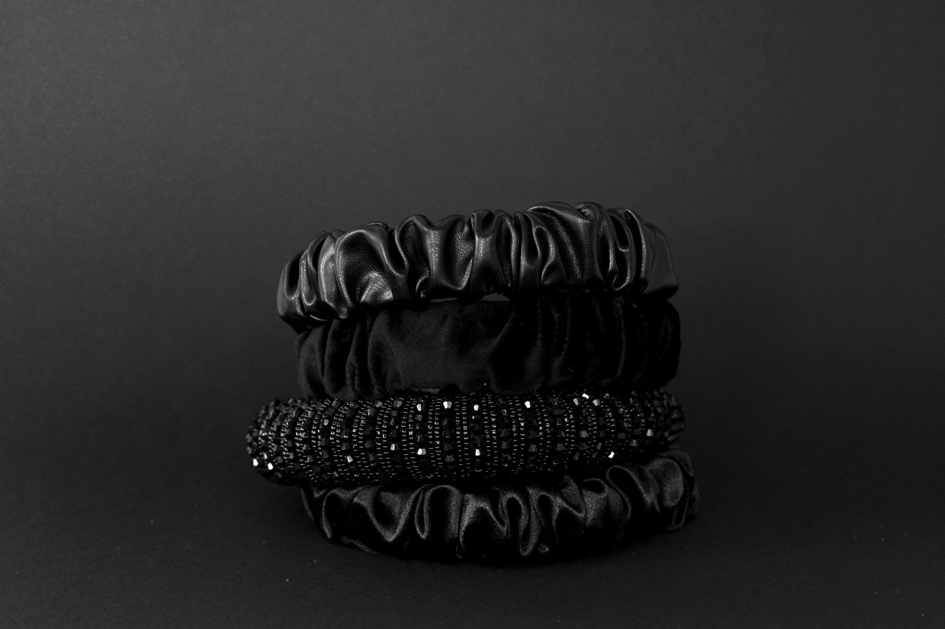 Black Velvet Ruched Headband