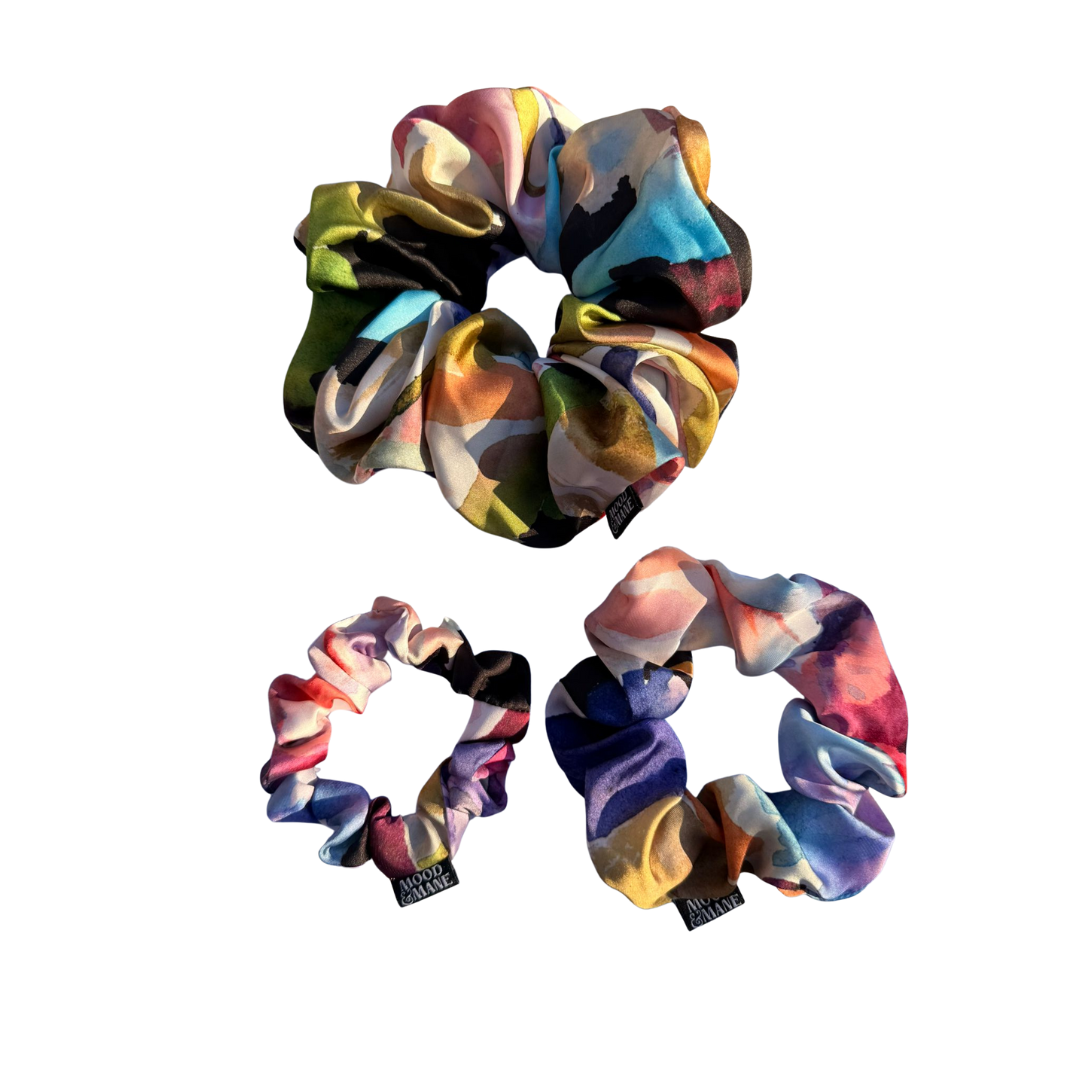 floral satin scrunchie for thick hair