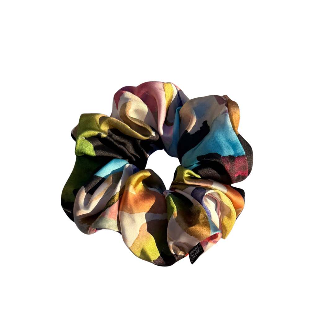 floral satin scrunchie for thick hair