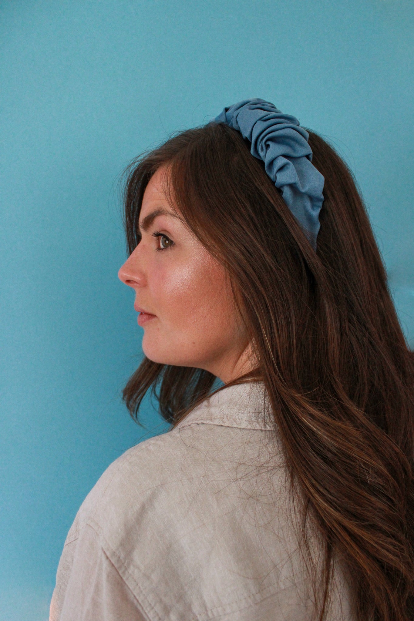 Blue Satin Wedding Headband