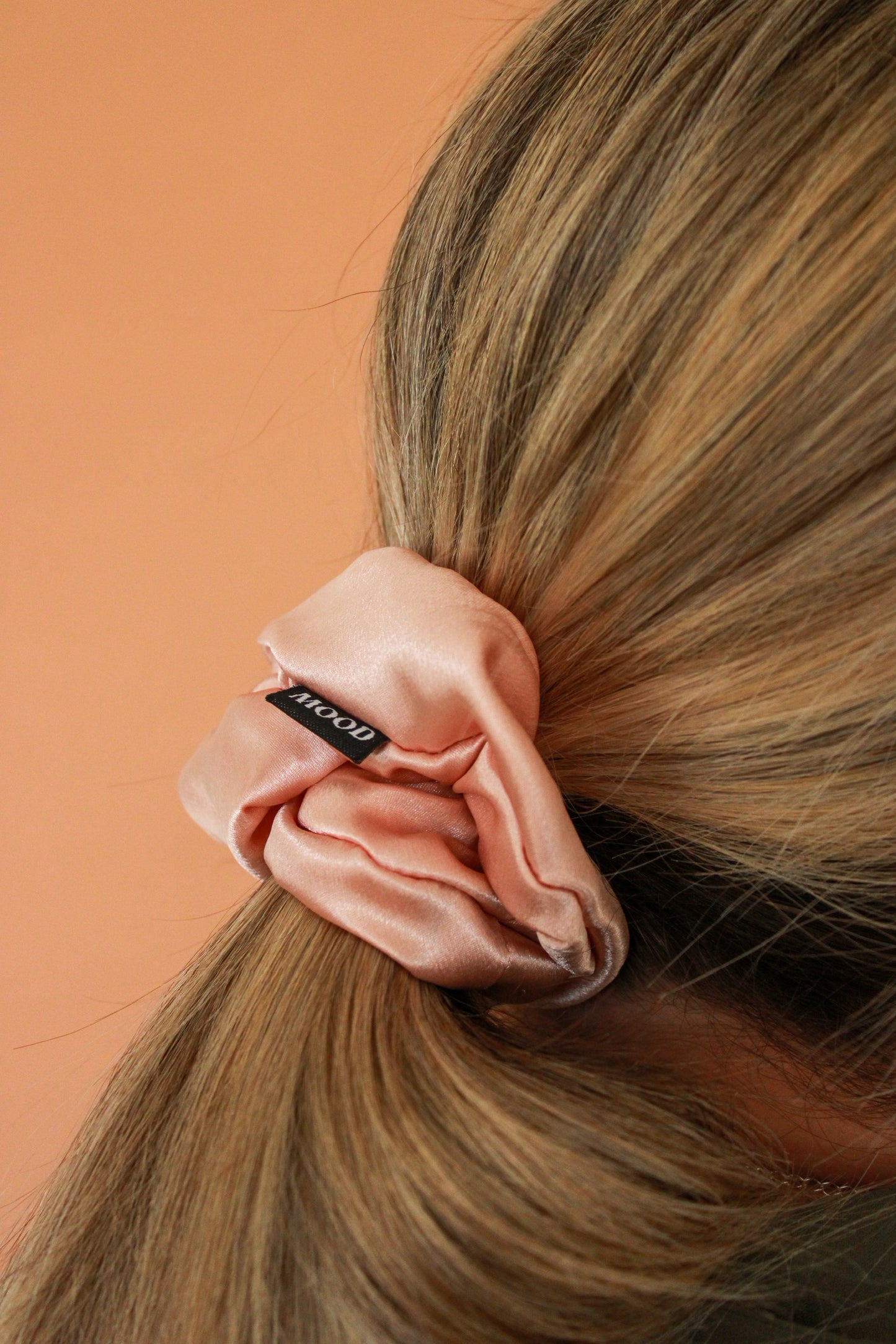 Peachy Pink Silky Scrunchie for Thick Hair